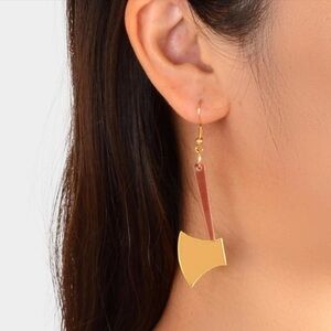 - 🪓 Awesome Large Metallic Axe Hatchet Drop Earrings 🪓